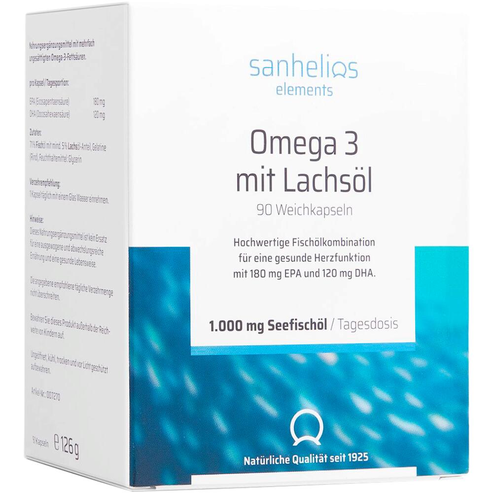 Sanhelios: Omega 3 mit Lachsöl - Kapseln - Ein wichtiger Beitrag für Herz, Hirn und Augen