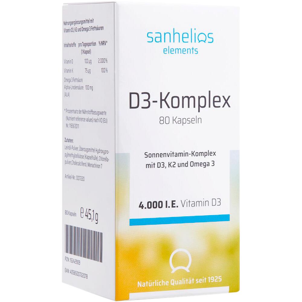 Sanhelios: Vitamin D3-Komplex Kapseln - Das Sonnenvitamin für ein rundum gutes Gefühl.