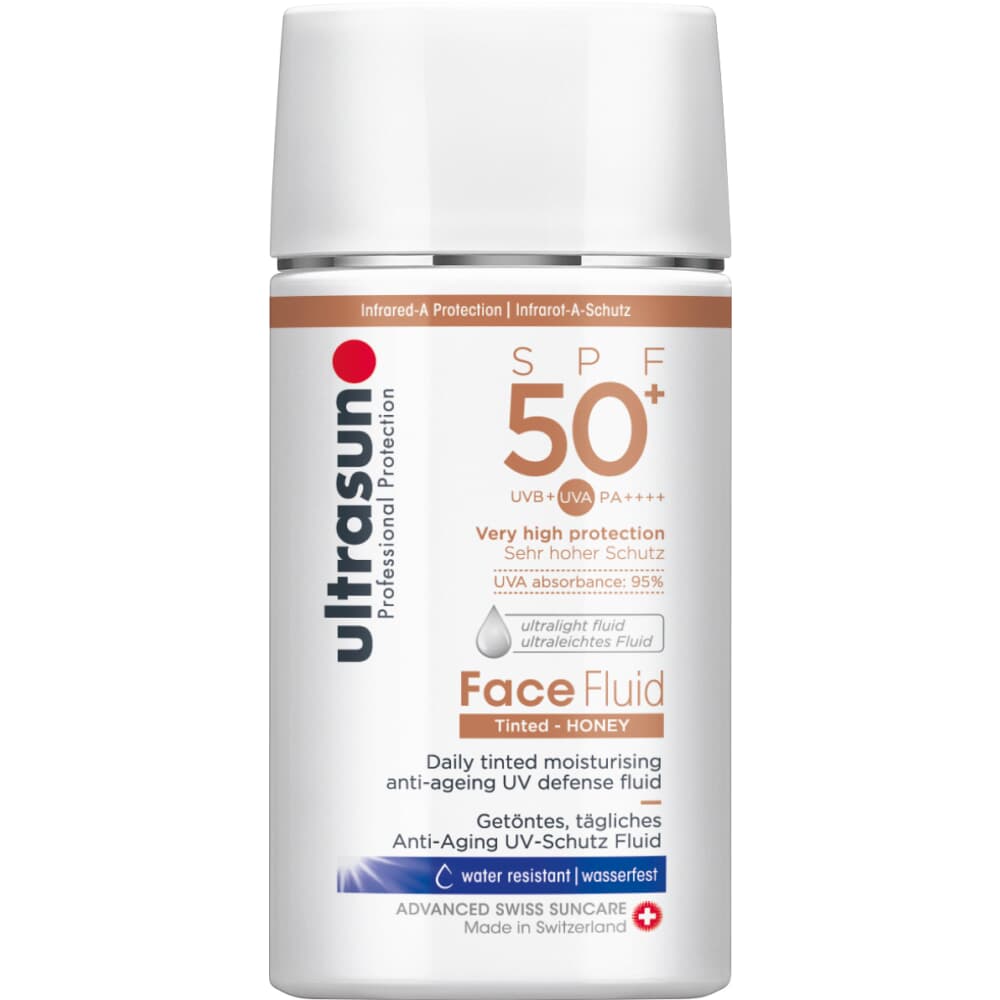 Ultrasun : Face Fluid Tinted Honey SPF50+ - Tägliches Anti-Aging UV-Schutz Fluid