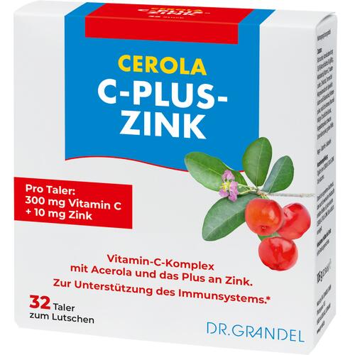 Vitamine & Bioflavonoide Dr. Grandel Cerola C-plus-Zink Taler 300 mg Vitamin C und 10 mg Zink pro Taler.