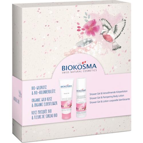 Geschenkboxen BIOKOSMA Geschenkbox Wildrose & Holunderblüte Shower Gel & Body Lotion mit Wildrosen- & Holunderblütenextrakt