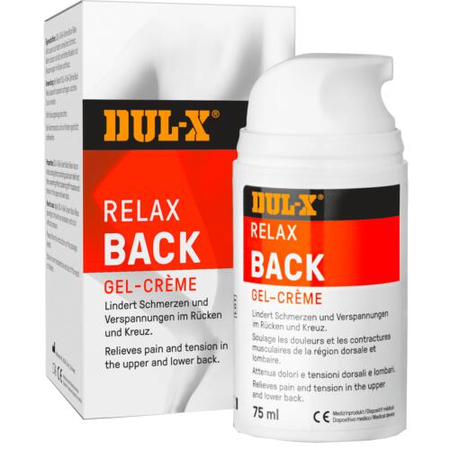 Medizinische Sport- und Pflegemittel DUL-X Gel-Crème Back Relax Medizinprodukt mit 2-Phasen-Effekt