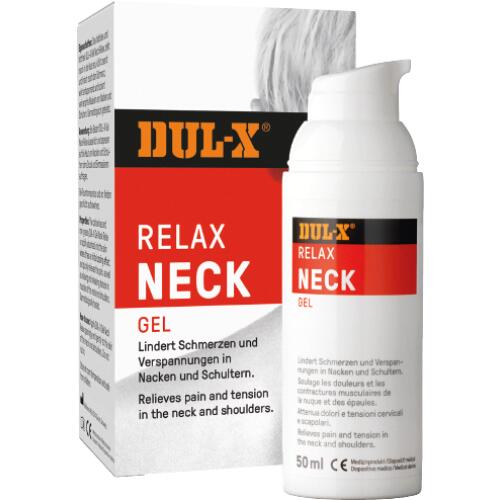 Medizinische Sport- und Pflegemittel DUL-X Gel Neck Relax Medizinprodukt - wärmt sofort spürbar