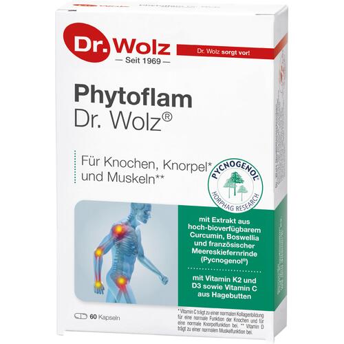 Muskeln, Gelenke & Knochen Dr. Wolz Phytoflam Phyto-Kombination mit den Vitaminen K2, D3 und Vitamin C