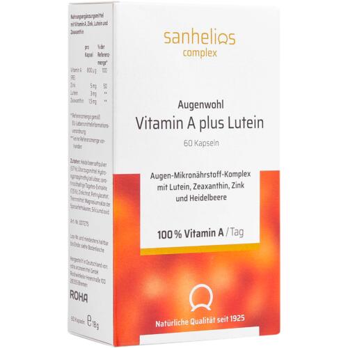 Complex Sanhelios Augenwohl Vitamin A plus Lutein Zur Erhaltung der normalen Sehkraft.