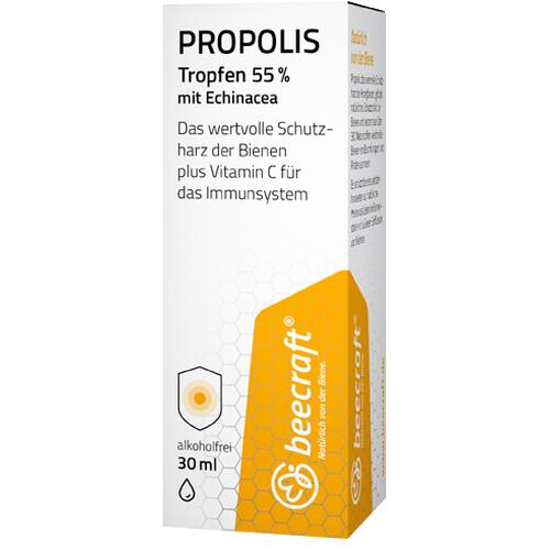Propolis beecraft Tropfen 55% mit Echinacea Alkoholfreies Propolis-Extrakt mit Echinacea und Vitamin C